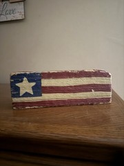 Hand-painted Americana Flag On Rustic Wood. Shelf-sitter. 9×3.5×1.