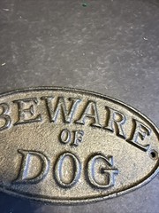 Cast Iron Beware Of The Dog Sign Plaque Rustic Wall Mounted Fence Farmhouse #M18