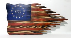 Rustic War Torn SPIRIT OF 76 American Flag 12 x 24
