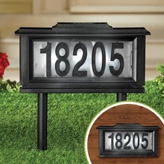 Solar LED House Address Number Sign Yard Stake Outdoor Lighted Wall Door Plaque