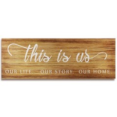 Jetec This Is Us Wall Sign Wooden Family 43 X 15.24 Cm / 6 X 17 Inches, Brown
