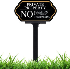 Private Property No Trespassing Sign with Stake, No Soliciting Sign for House 5X