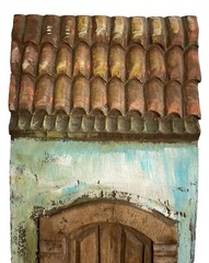 VTG Hand Carved Wood Facade Wall Hanging Decor Panel Painted Art 19.5” House