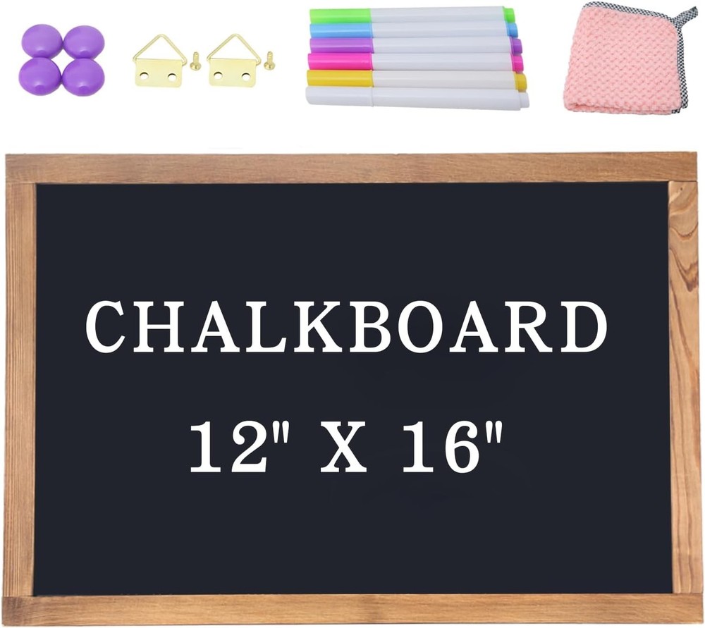 Magnetic Chalkboard for Wall Rustic Wood Framed Decorative Blackboard Sign Hangi