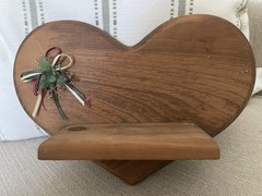 Vtg 1980s Country Wooden Heart Wall Shelf Rustic Farmhouse Display 10” Plaque