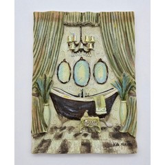 Kate McRostie Bathroom Wall Plaque Art Clawfoot Tub Resin Shabby Chic Signed