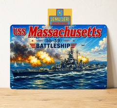 USS Massachusetts BB-59 Battleship Navy Metal Poster Sign 8*12″in