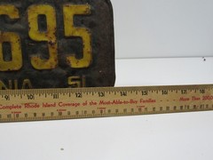 1951 California License Plate BE Y32695 Black Yellow Round Edge #FQA-3
