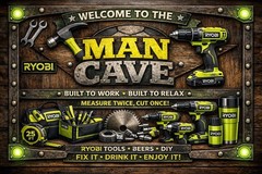 Man Cave Ryobi 8×11” Metal Sign Plaque Home Bar Garage Shed No Nagging Funny