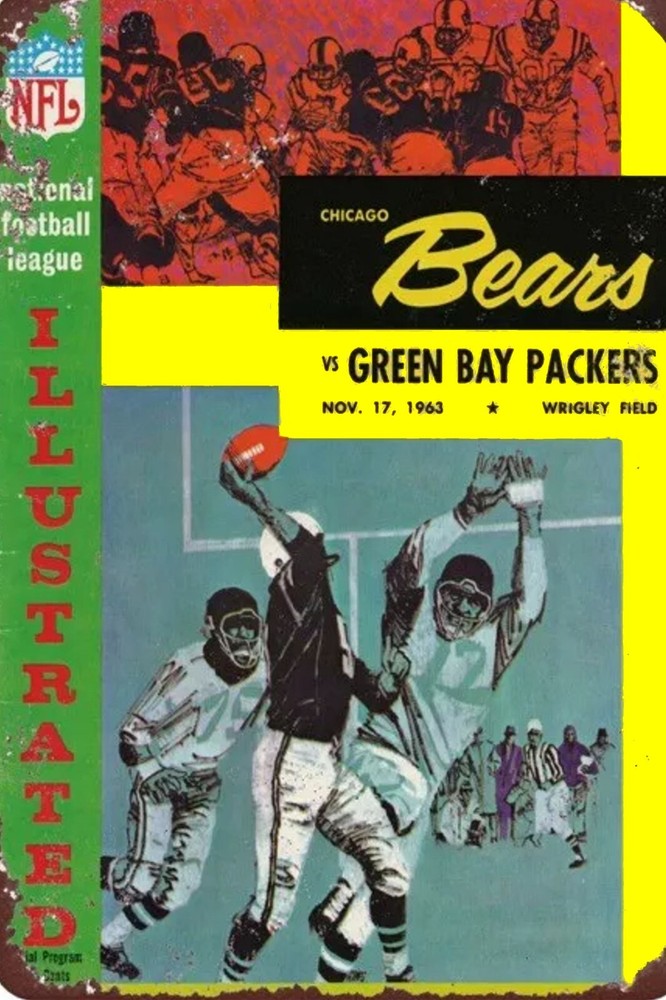 Chicago Bears vs Green Bay 1963 Program All Metal Tin Sign up to 12 x 18