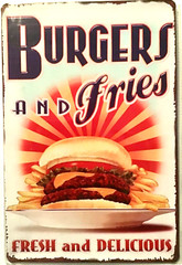 8×12 Tin Sign Hamburgers French fries snack bar food kitchen restaurant new Br6b