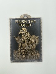 Flush Thy Toilet Gothic Bathroom Wall Plague Doctor Funny Medieval Decor 10×6