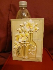Boem 3D Flowers In Vase Resin Wall Plaque Art (Vg) (P26)