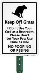USA-Made 21” ‘Keep Off Grass’ Aluminum Dog Poop Sign – Laminated for Durability