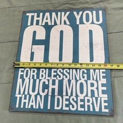 Wooden Wall Decor “ Thank You God For Blessing Me Much More Than I Deserve”