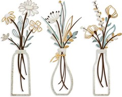Metal Flower Wall Art Set 3Pcs Boho Rustic Decor for Living Room Bedroom – Gift