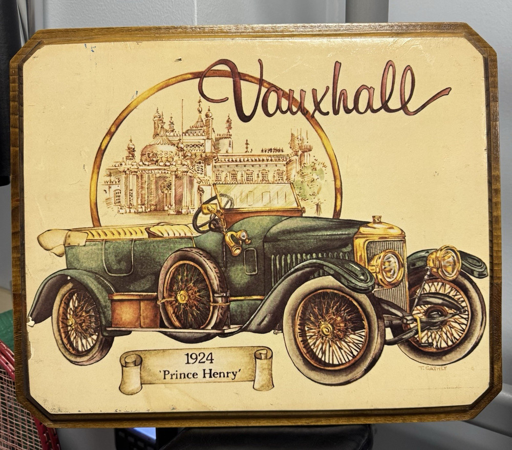 Vauxhall 1924 Prince Henry Vintage Car Wooden Wall Plaque