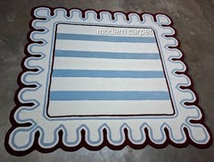 Handmade Wool Tufted Rug Mustard Blue | Modern Geometric Carpet Cozy Home Decors