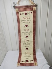 Vtg Sign Farm Clothe Wall Hanger Country Cottage Americana Checkerboard 43″X11″