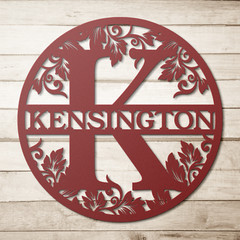 Personalized Family Name Red Metal Wall Art Decor Custom Text Wedding Gift