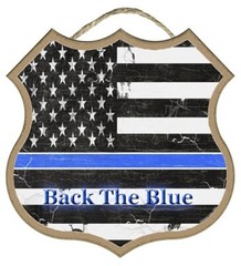 Back the Blue Police Honor Wooden Plaque Sign Wall Hanging
