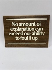 Vintage Novelty Funny Workplace Wood Decor Wall Plaque – Foul It Up 8×5.5