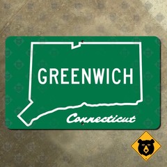 Connecticut Greenwich city limits sign highway boundary marker outline 15×9