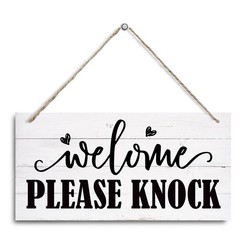 Rustic Door Gate Hanger, Welcome Please Knock Sign, Decorative Hanging Wall P…