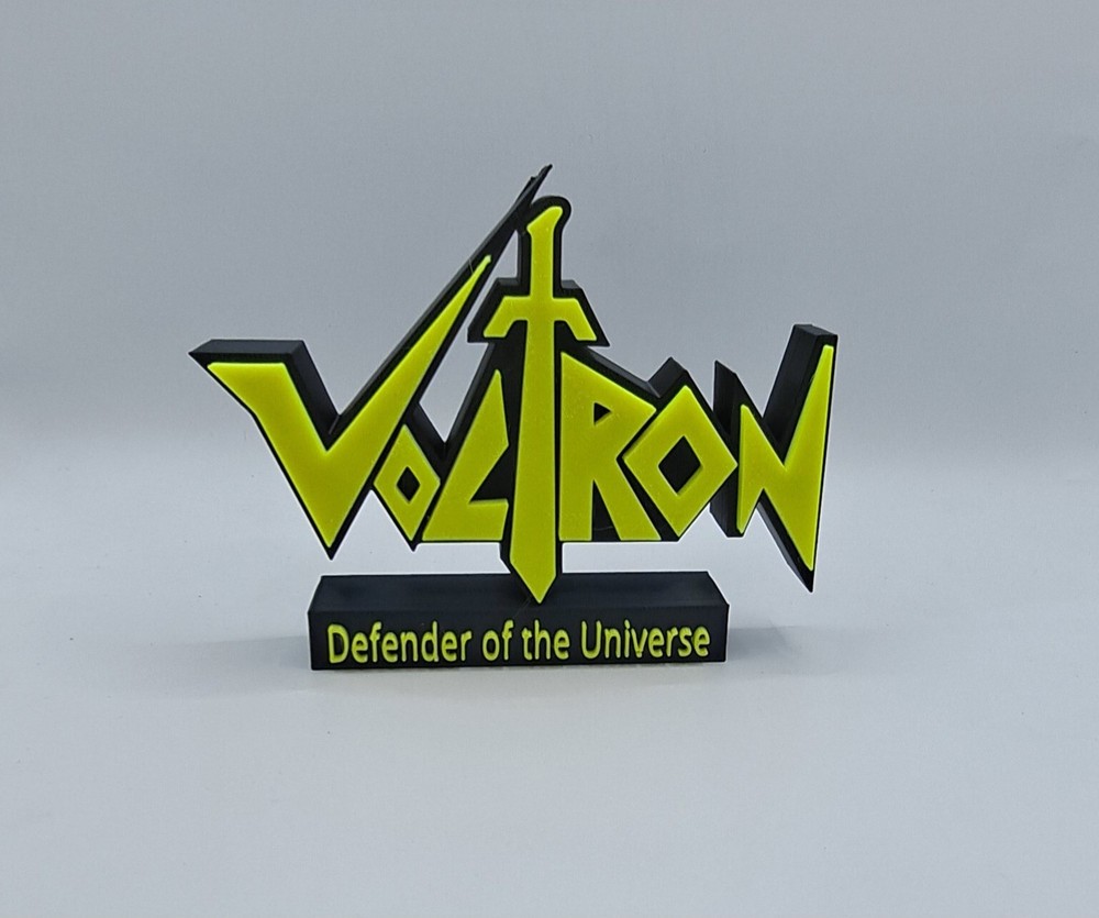 1980’s Voltron Defender of the Universe Sign Desktop Shelf Art Logo