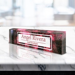 Acrylic Glass Personalized Custom Galaxy Design Name Desk Plate Clear VWAQ ACS51