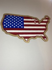 USA FLAG Hand Painted Door Hanger Wooden Patriotic Sign Independence Decor gift