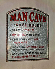 MAN CAVE Rules Embossed Tin Metal Wall Art Sign Room Decor 10″x13″ Open Road