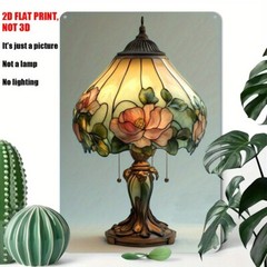 Elegant Floral Lamp Tin Signs Metal Signs Wall Art Painting Poster Decor 8×12in