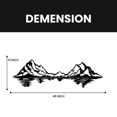 Black Mountain Range Reflection Metal Wall Art Aluminum 46×13 Inch