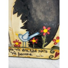 Folk Art Cat Wall Plaque Auguste Rodin Quote Whimsical Cats Birds Sign 11 inch