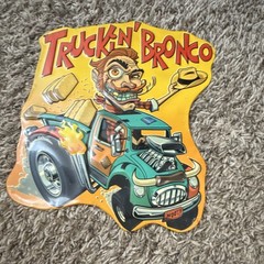 Cartoon Truck Embossed Metal Sign Decorative Wall Plaque for Garage Yellow Blue