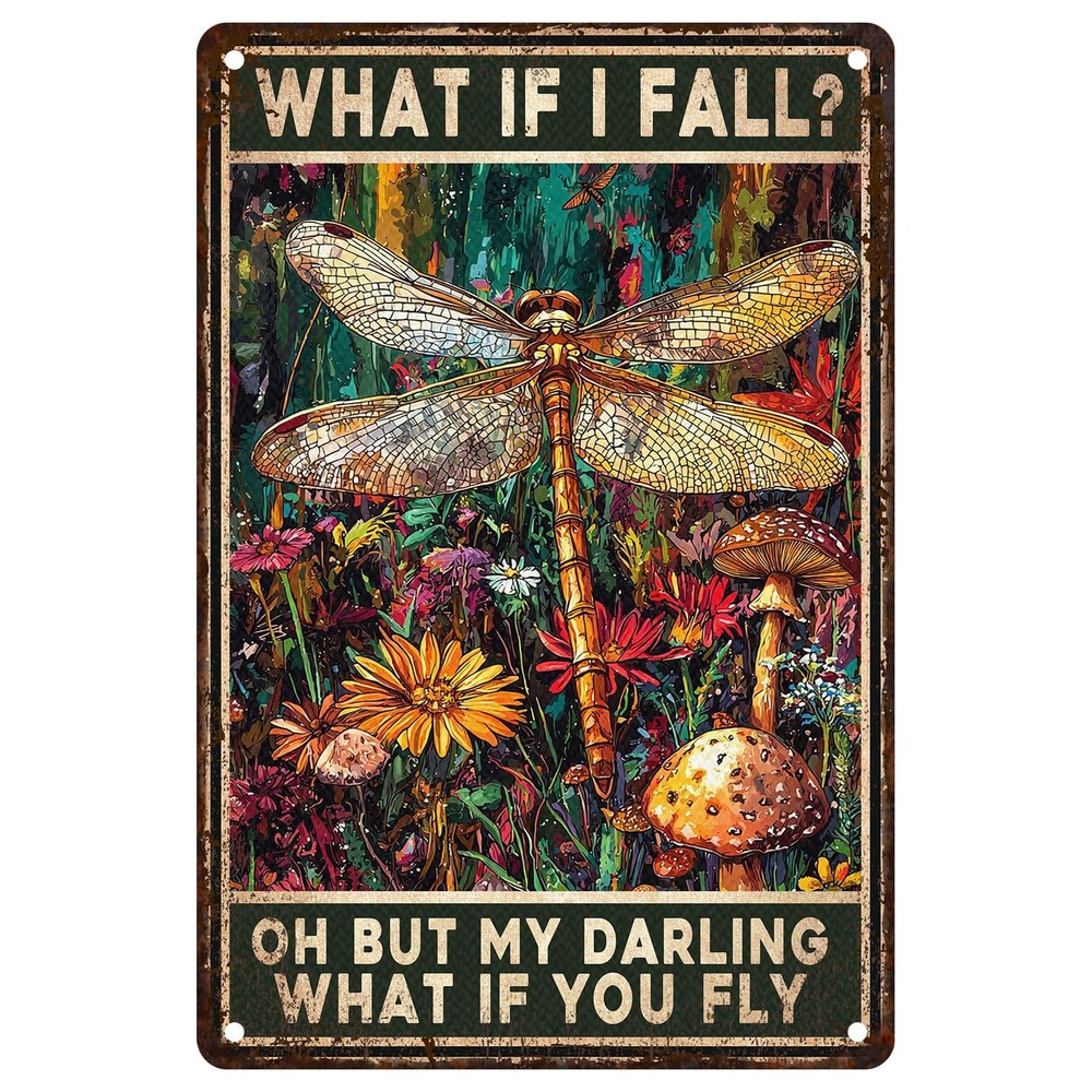 ARTWALLURE Dragonfly Tin Sign What If I 20X30cm(12*8in),
