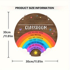 Back To School Encouraging Saying Pattern Circular Wooden Door Ornament