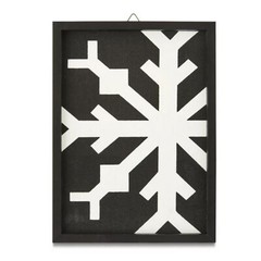 SNOWFLAKE FRAMED ART / BLACK & WHITE / CLOTH FACE with WOOD FRAME / FARMHOUSE