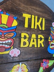 16” TIKI BAR WARRIORS TROPICAL WOOD SIGN WALL ART TIKI BAR DECOR