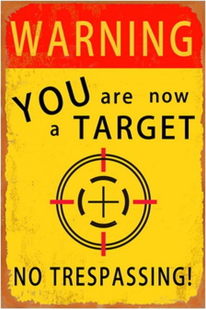 Tin Metal Sign No Trespassing Warning Yard Violators will be shot 8×12