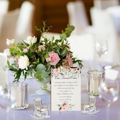 5 Pcs Memorial Table Sign for Wedding Chair Wooden white