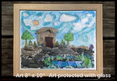 New Rustic Modern Mosaic Pebble Art Wall House Decor, Sea Beach Glass Birds Art