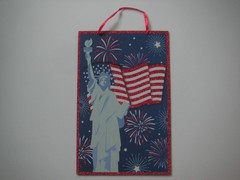Patriotic Americana Lady Liberty Glitter Wall Hanging Sign Decor