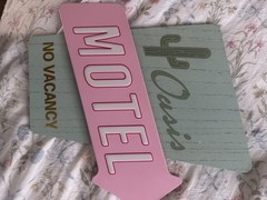 Target Bullseye Playground Motel Oasis Metal Sign – Pink Summer MCM Decor