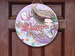 Personalized Name Sign for Girls Room Nursery Decor Door Hanger Mermaid MER003