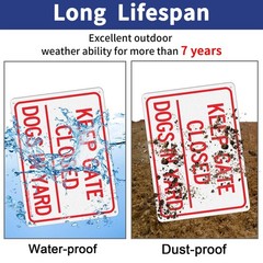 2 PCS Keep Gate Closed Dogs In Yard Sign .040 Aluminum Weatherproof 10×7 Inch