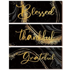 Gerrii 3 Pcs Thankful Grateful Blessed Wall 9.84 x 3.94 inches, Classic Style