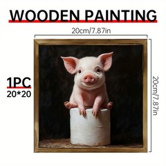 Cute Pink Pig Wooden Sign Farmhouse Bathroom Kitchen Cafe Decor Holiday Gift