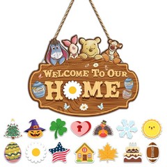 Winnie Welcome Sign for Door Decor, the Pooh Welcome to Our Home Sign with In…